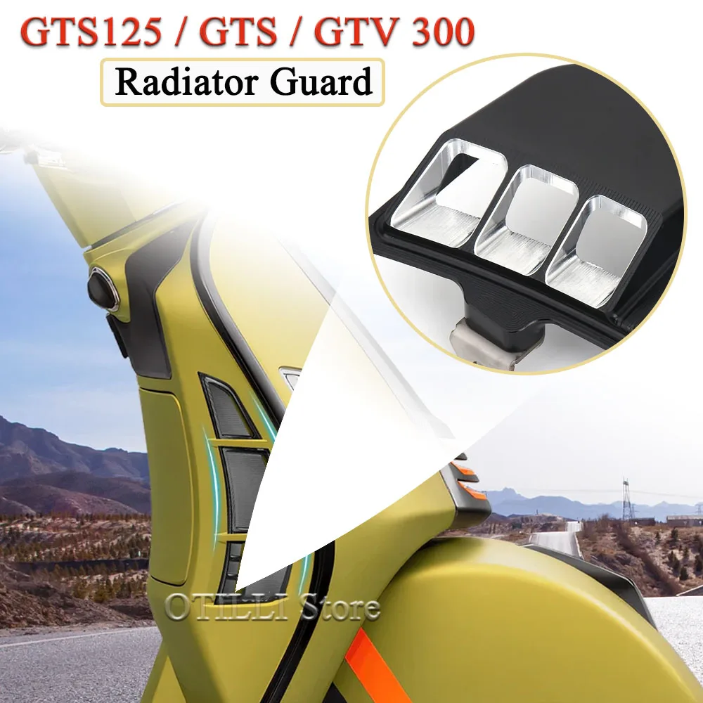 

Motorcycle Air Inlet Grids Radiator Guard Grille Protector Cover Aluminum For VESPA GTS 125 300 GTV 300 GTS300 Super 2023 - 2025