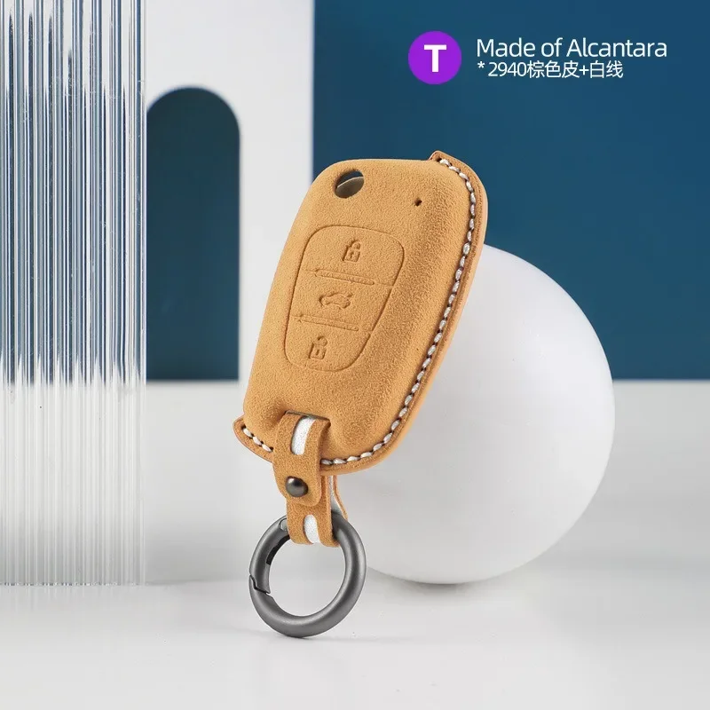 

For Hyundai K2 Sportage I30 Sonata Elantra Suede Car Remote Key Case Cover Shell Keychain Accessories