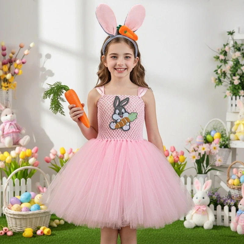 Easter Halloween Children's Dress Carrot-Pulling Rabbit Role-Play Costume Girls' Festival Party Carnival Performance Outfit