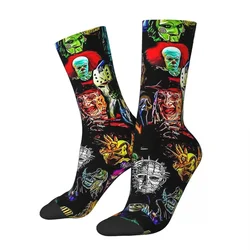 Colorful Horror Film Baddies Legends Sports Socks Chucky Jason Polyester Long Socks for Unisex Sweat Absorbing