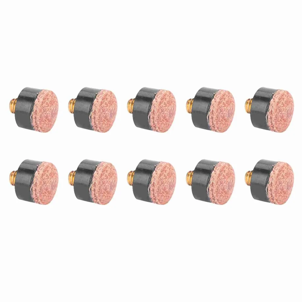 10pcs Billiard accessories Screw-in Ferrules Pool Cue Tips Leather Iron Replacement Tips Plastic Screw-on Tips Replacement Parts