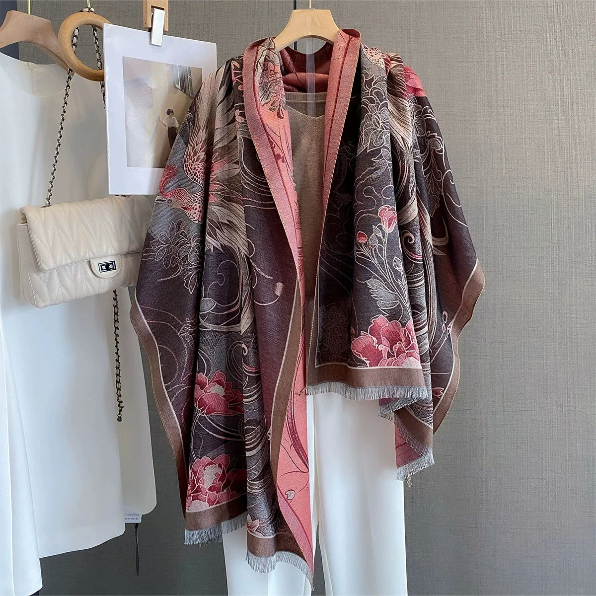

2025 New Autumn Scarf Women Winter Warm Imitation Cashmere Scarves Girls Sweet Soft Pashmina Shawl Outdoor Shawls