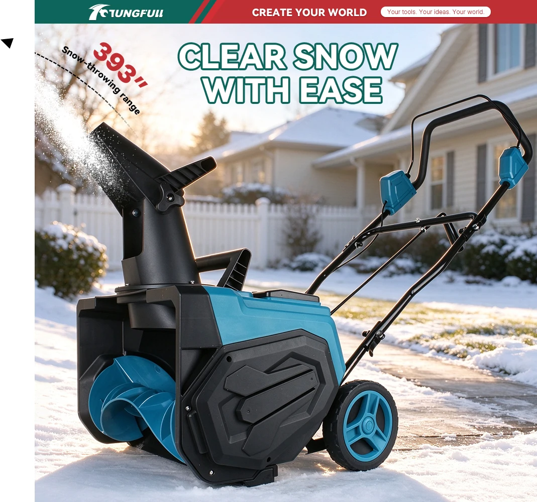 Cordless Snow Blower Hand Push Snow Thrower Adjustable Snow Chute Portable Snow Removal Machine For Yard Driveway Winter Snow