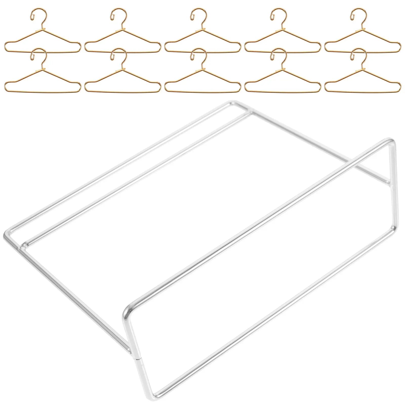 

Набор миниатюрных вешалок для кукольного домика, железная миниатюрная стойка для одежды, прочная декоративная подставка для демонстрации в детской комнате, яслях, школе