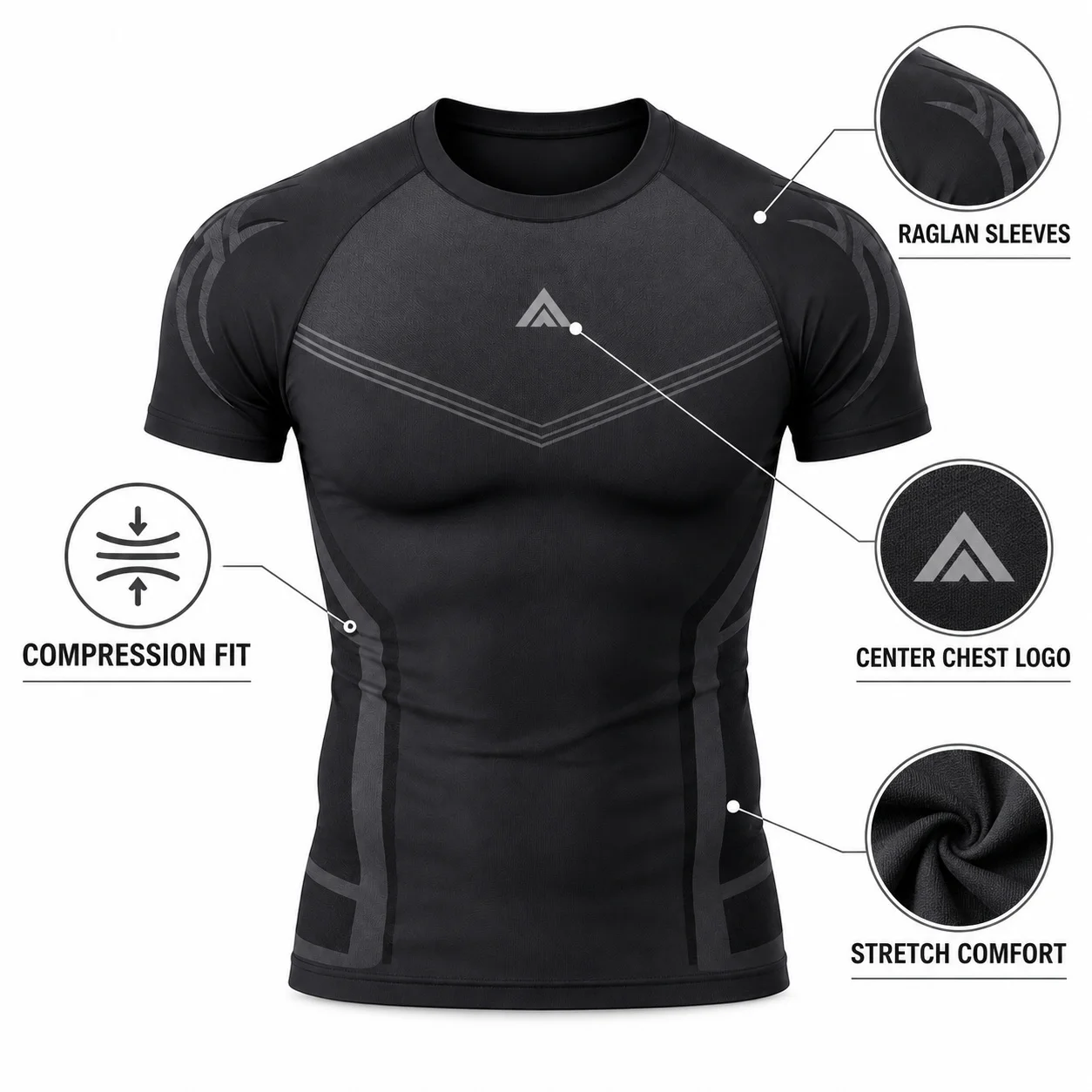 Custom Men's Short Sleeve Compression Shirt Personalized Team Logo Front Back Athletic Base Layer for Running Cycling Gym Sports