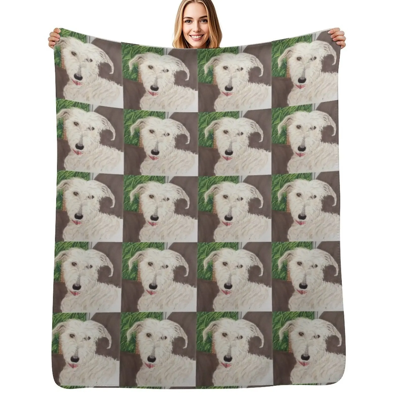 

Scruffy Lurcher Throw Blanket Luxury Thicken Luxury Designer Custom Hair Blankets