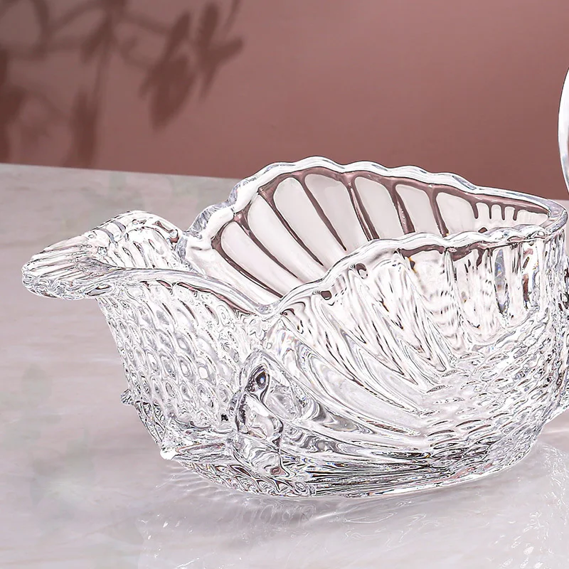 New High Beauty Fruit Tray Family Living Room Tea Table Crystal Glass Dim Sum Tray Candy Snack Tray Table Top Decoration Tray