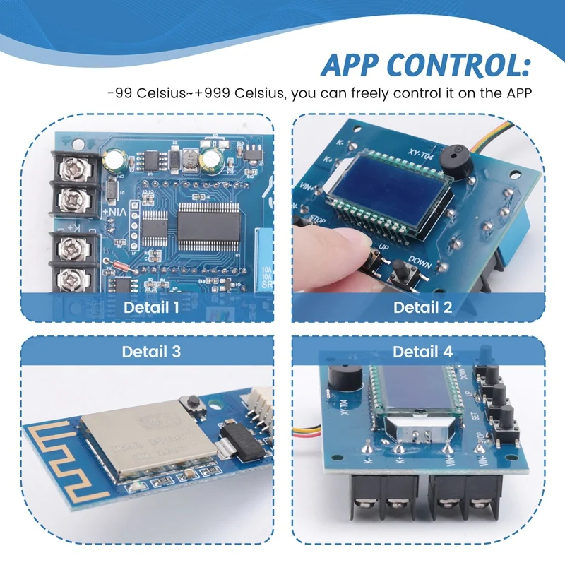 Top Deals 12V DC Digital Temperature Controller, Wifi APP Control High Temperature Control Module -99 Celsius-999 Celsius 24V