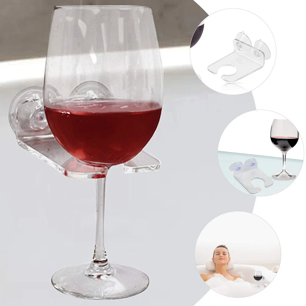 

Transparent Acrylic Wine Glass Holder Shower Cup Rack Stable Bathtub Wine Cup Holder Space Saving Bathroom