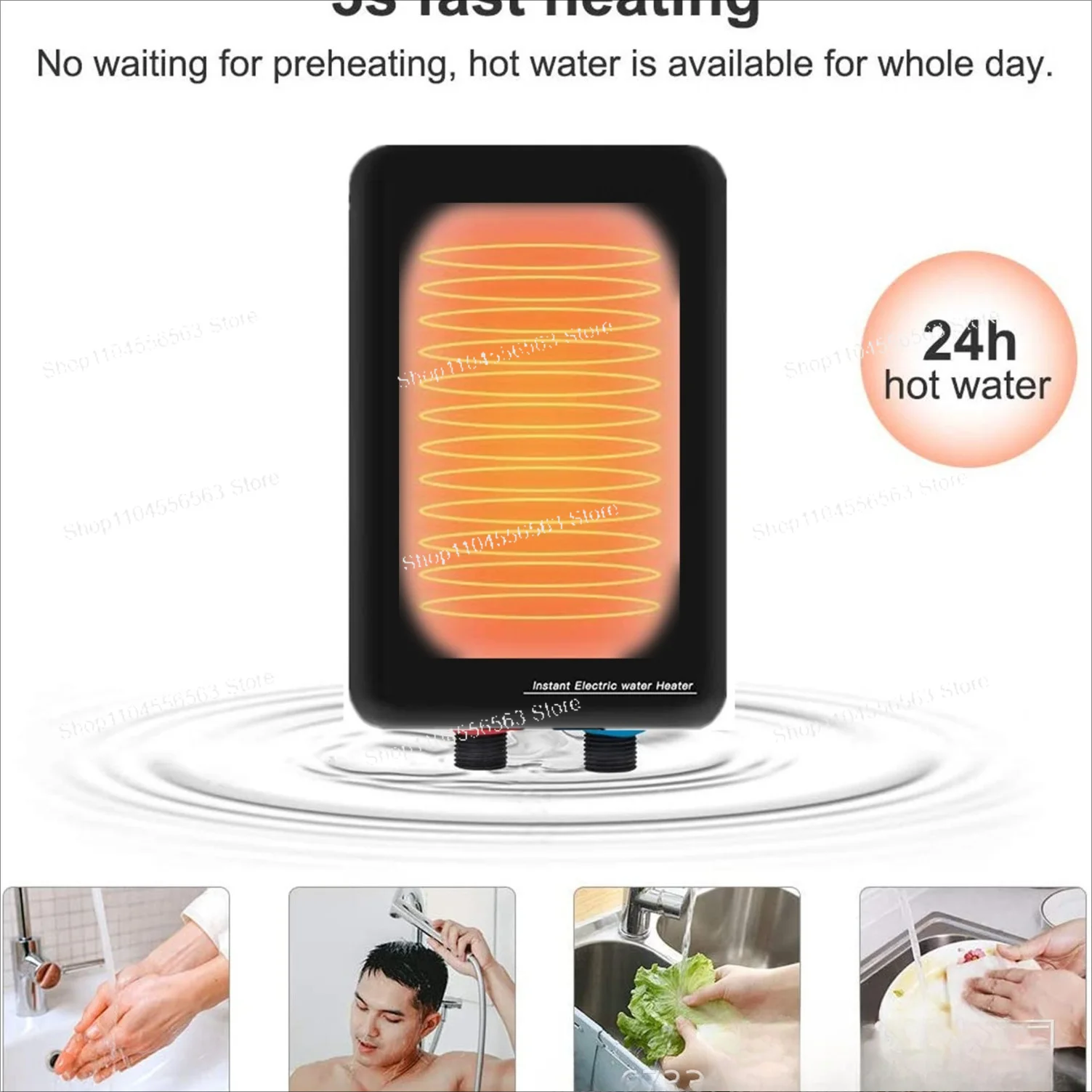 6.5KW Magnetic Induction Water Heater with Die-Cast Aluminum Heating Element Electric Instant Hot for Home Use view 5