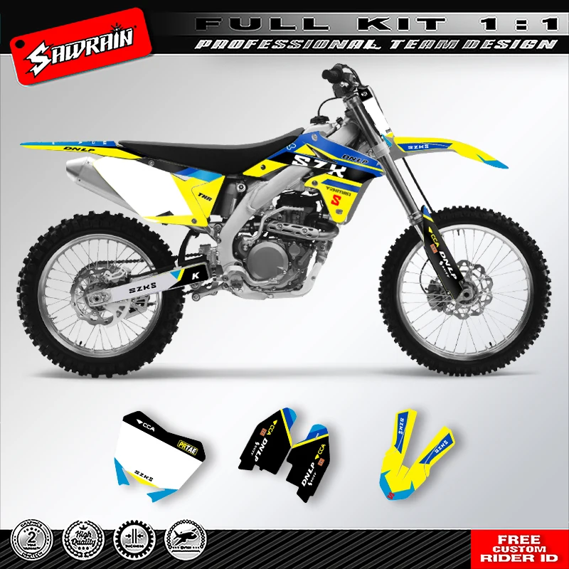 

Наклейки на мотоцикл Sawrain, комплект наклеек с графикой команды для SUZUKI RMZ450 2008 2009 2010 2011 2012 2013 2014 2015-2017 005