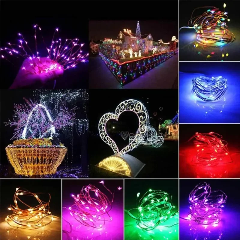 Guirnalda de luces LED de Navidad para Año Nuevo, guirnalda de luces con cable de cobre resistente al agua para boda, guirnalda, lámpara de cortina para fiesta, 5M/10M