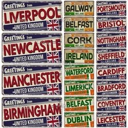 Artisian UK IRELAND Unite Kingdom England License Plate Landmark Metal Sign City State Decorative Plaque Wall Decor Garage Bar