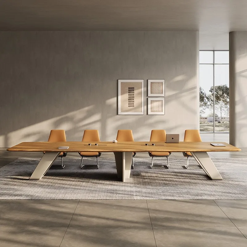 Wooden Panel Desk Set & Meeting Modern Office Furniture Room Meeting Room Conference Table with Chair