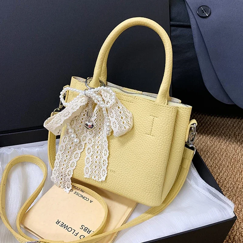 

Summer Versatile Small Bucket Bags Women Textured Soft Leather Zipper Crossbody Bag Lady Commuter Small Handbag