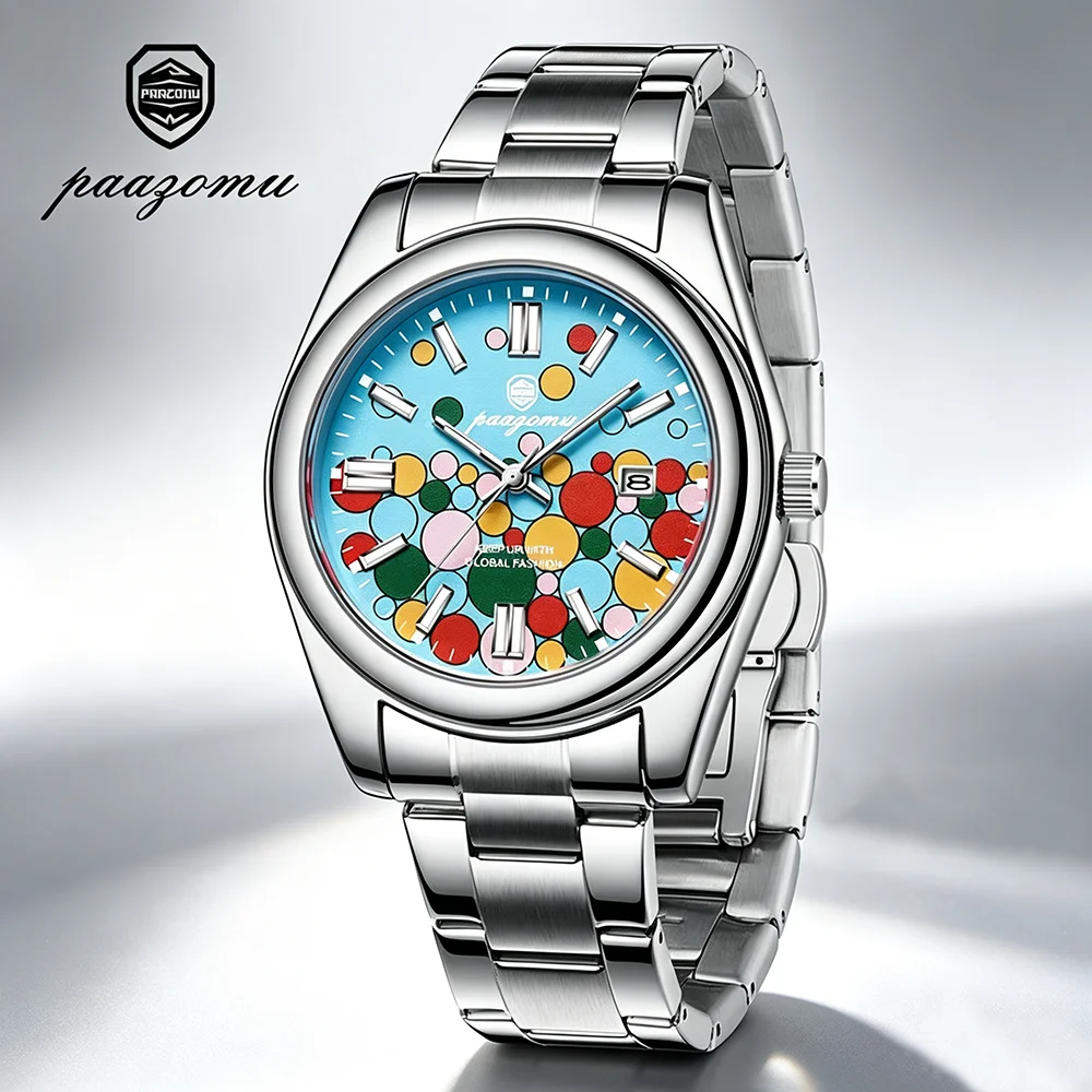 PAAZOMU Classic Casual Quartz Watch Men Waterproof Luminous Dial Business Dress Wristwatch Comfortable Band Analog Display Gift