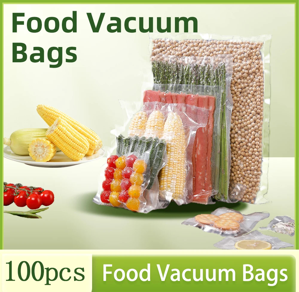 100pcs Kitchen Vacuum Bags for Food Vacuum Sealer Packing Machine Food Storage Bag BPA-Free Kitchen Accessories