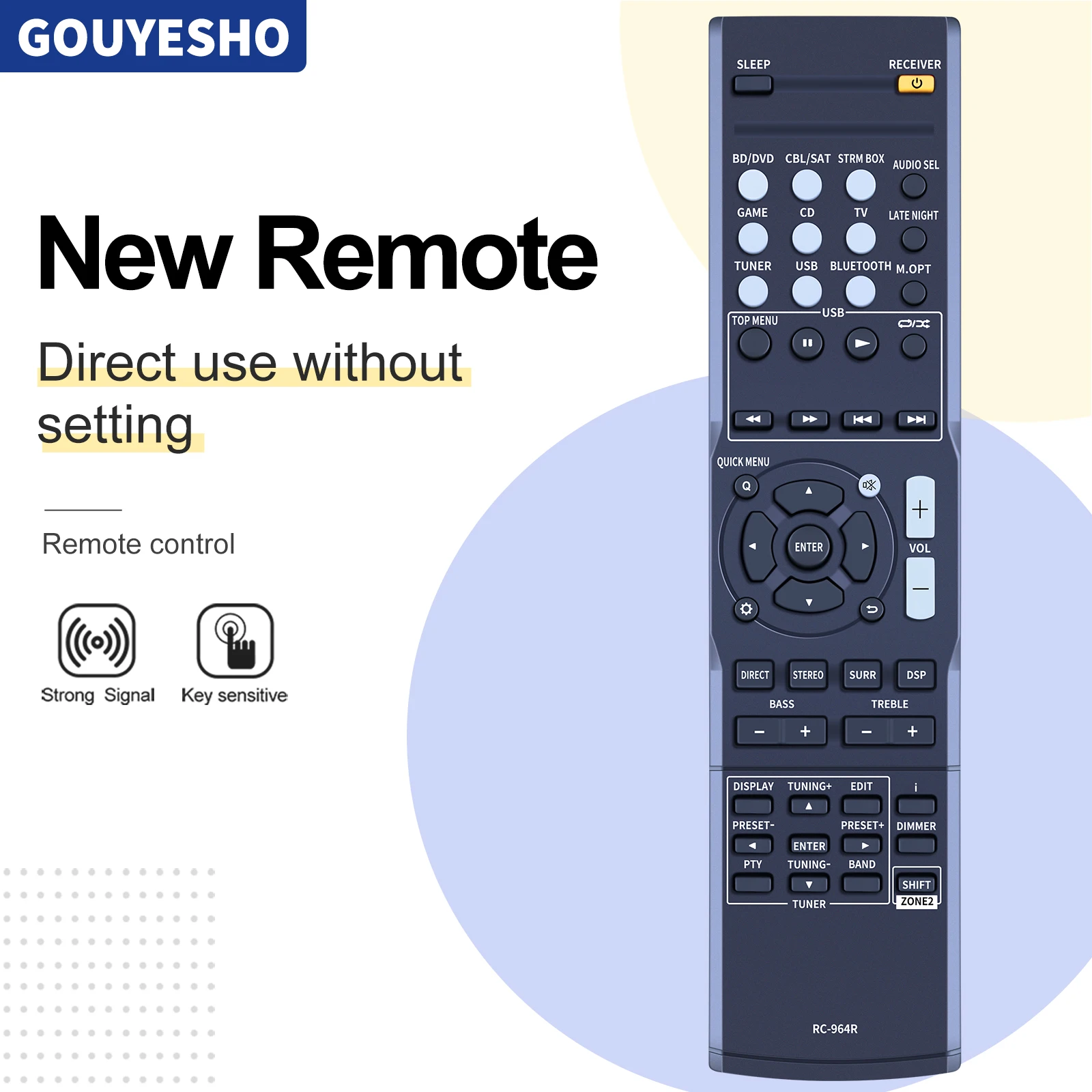 New Remote Control For Onkyo RC-964R TX-SR383 7.2 Channel 4K Surround Sound Audio Video Component AV Receiver