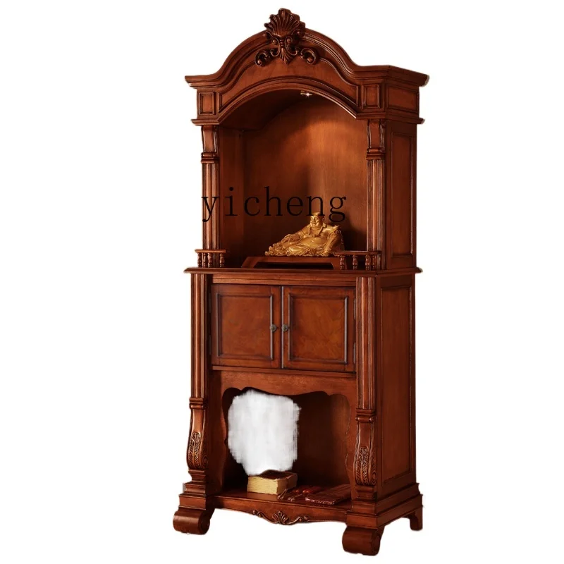 

ZK European-style Buddhist niche vertical cabinet solid wood God of Wealth cabinet Shentai offering table worship platform