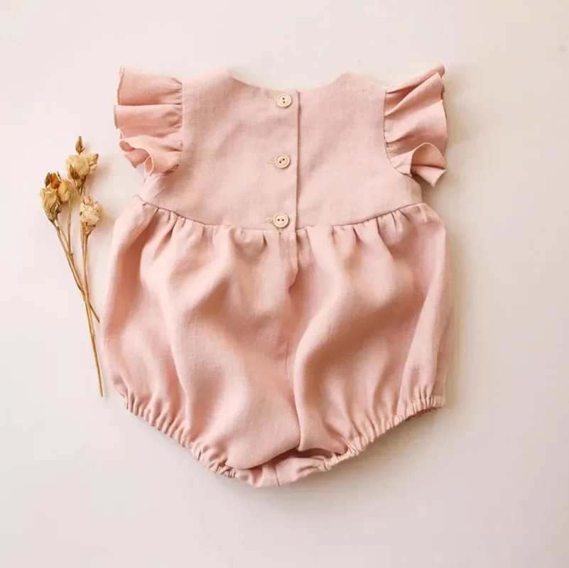 Fashion Baby Girl Summer Jumpsuit Newborn Fly Sleeve Romper Lovely Sleeveless Baby Clothes 3-24M