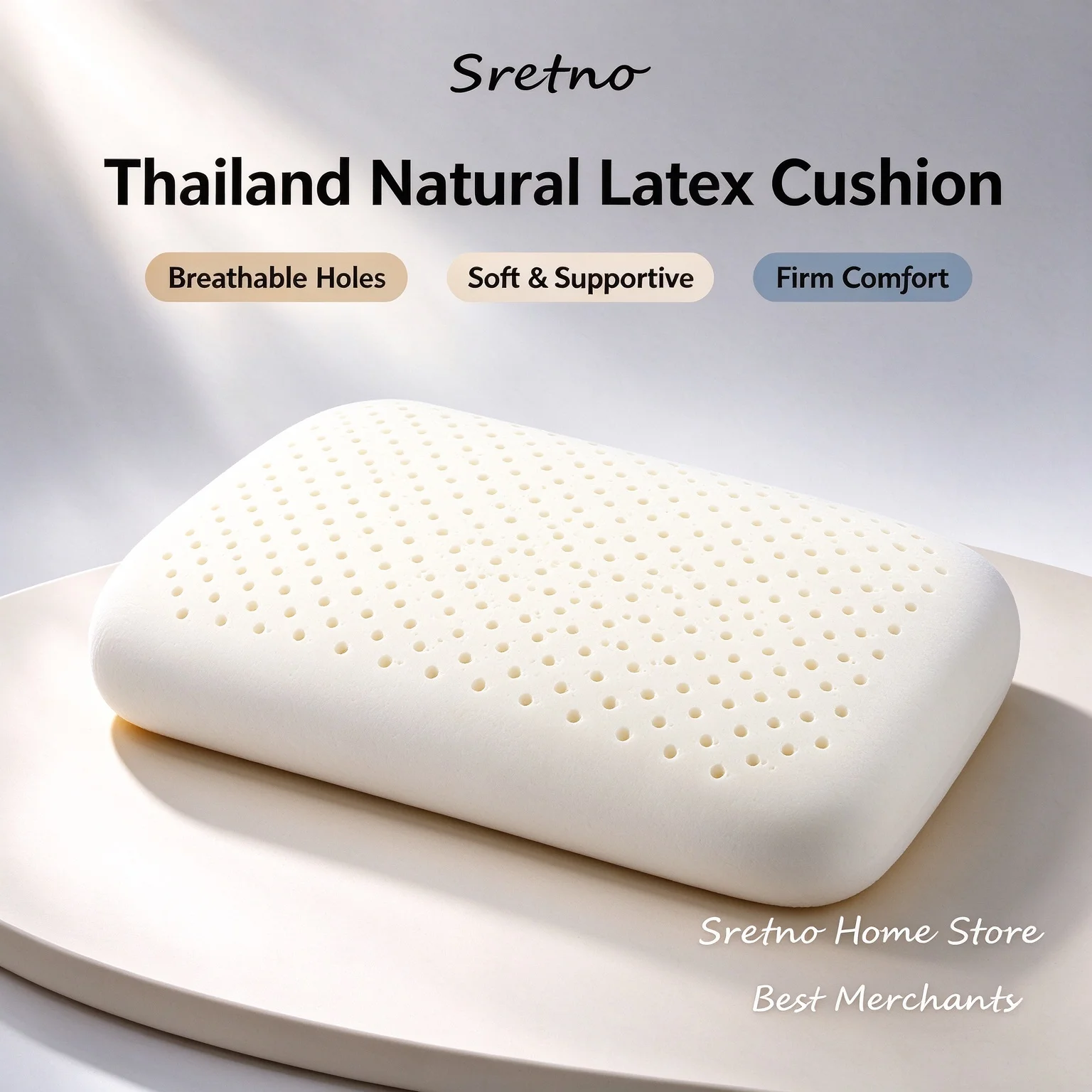 Portable Natural Latex Neck Pillow Office Nap Cushion for Kids & Adults, Prone & Back Sleeping, Cervical Support, Almohadas