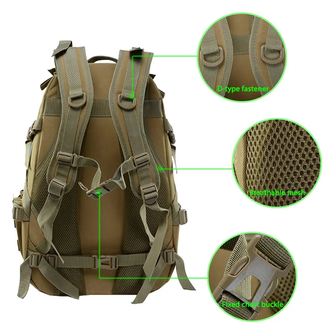 التخييم على ظهره حقيبة رجالية 40L حقائب السفر التكتيكية تسلق حقيبة الظهر المشي لمسافات طويلة في الهواء الطلق عاكس الكتف الصيد حقيبة قاعة رياضة