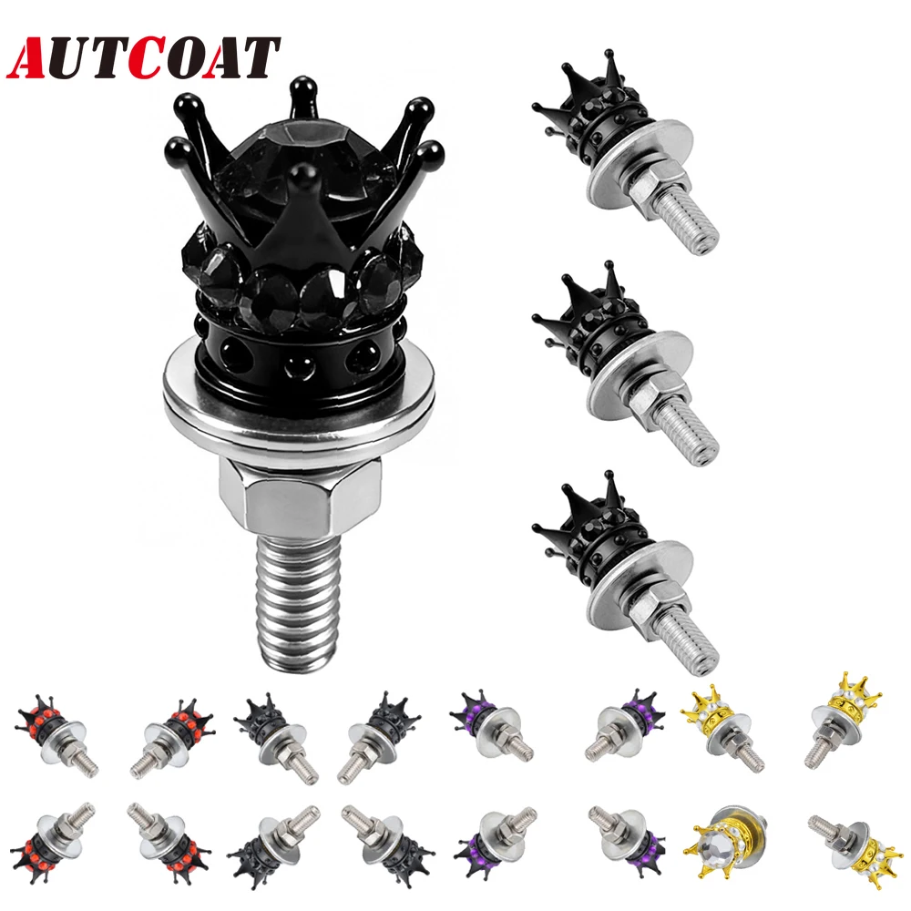 

4PCS Crown Bolts Motorcycle License Plate Frame Fasteners Car Tag Screw Kit Fit Vehicles Motorcycle Trucks SUV