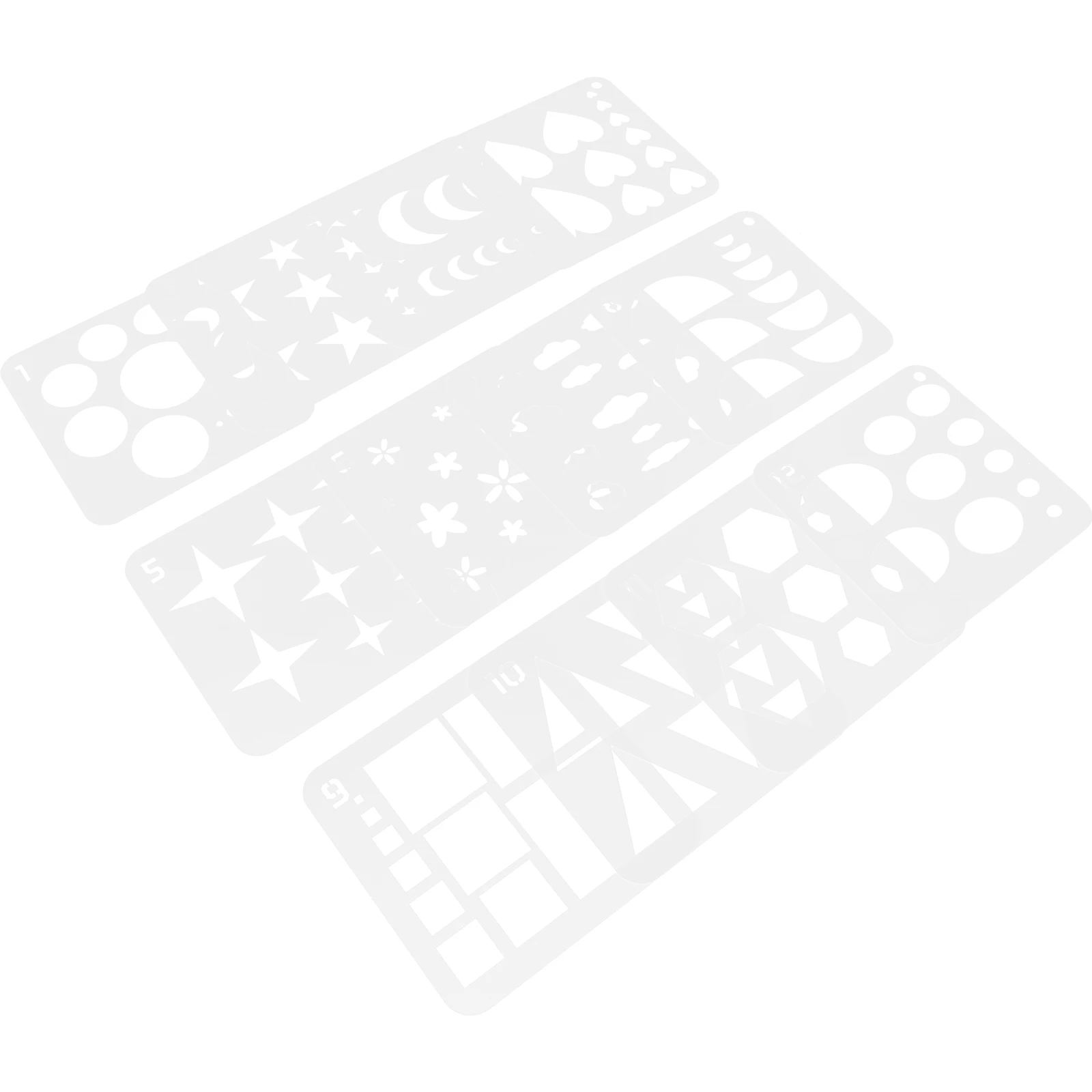 12pcs Creative Geometric Stencils Set Plastic Flower Star Shape Drawing Templates For Kids Art Painting Diy Craft Reusable