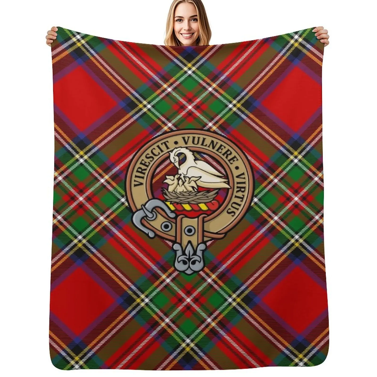 

Clan Stewart Crest Throw Blanket Cozy Light Blanket for Travel Camping Picnic
