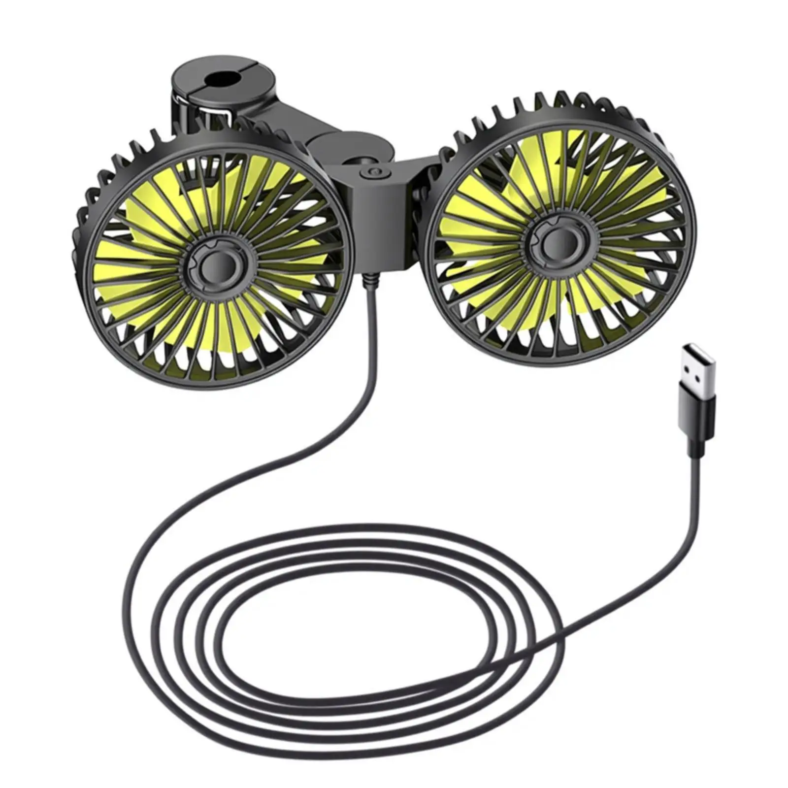 Double Headed Vehicle Seat Fan Portable Cooling Mini Fan Air Conditioning Fan for Rear Car Seat Travel