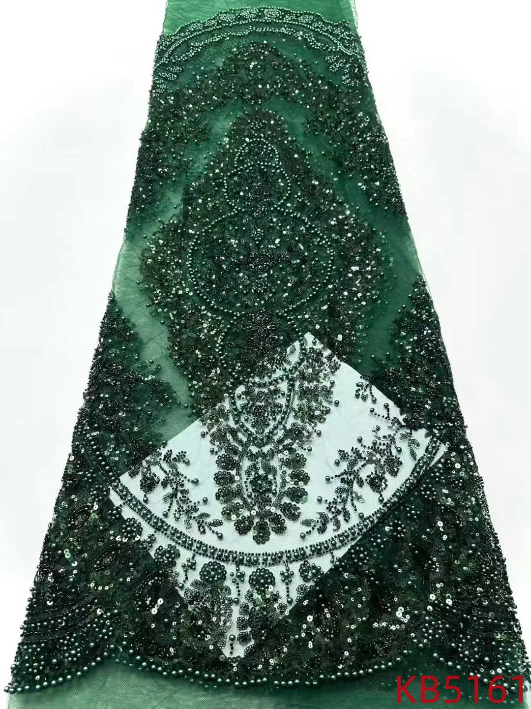 

Африканское зеленое кружево с бисером 2026, высококачественное французское сетчатое кружево с золотыми пайетками для пошива свадебных платьев KB5161