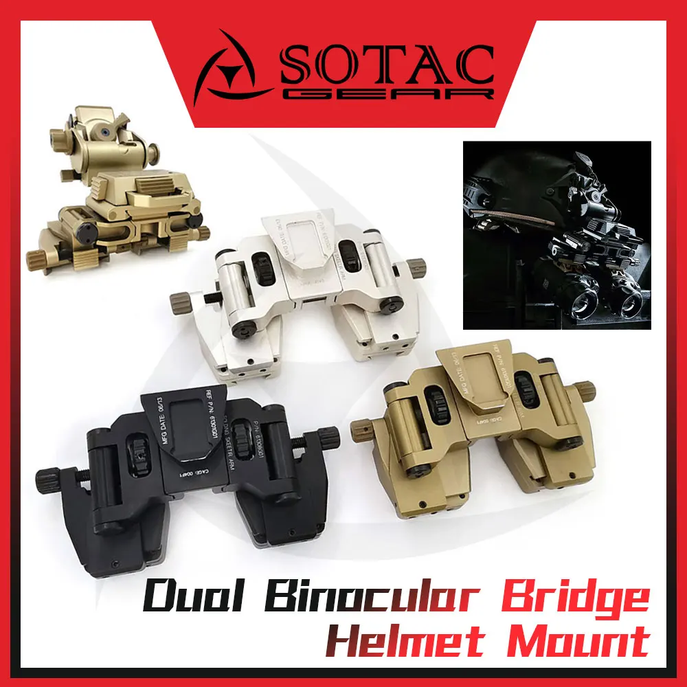 Weapon Dual Binocular Bridge Helmet Mount Dovetail for PVS-14 Night Vision NVG Mount Arms L4G24 SOTAC GEAR