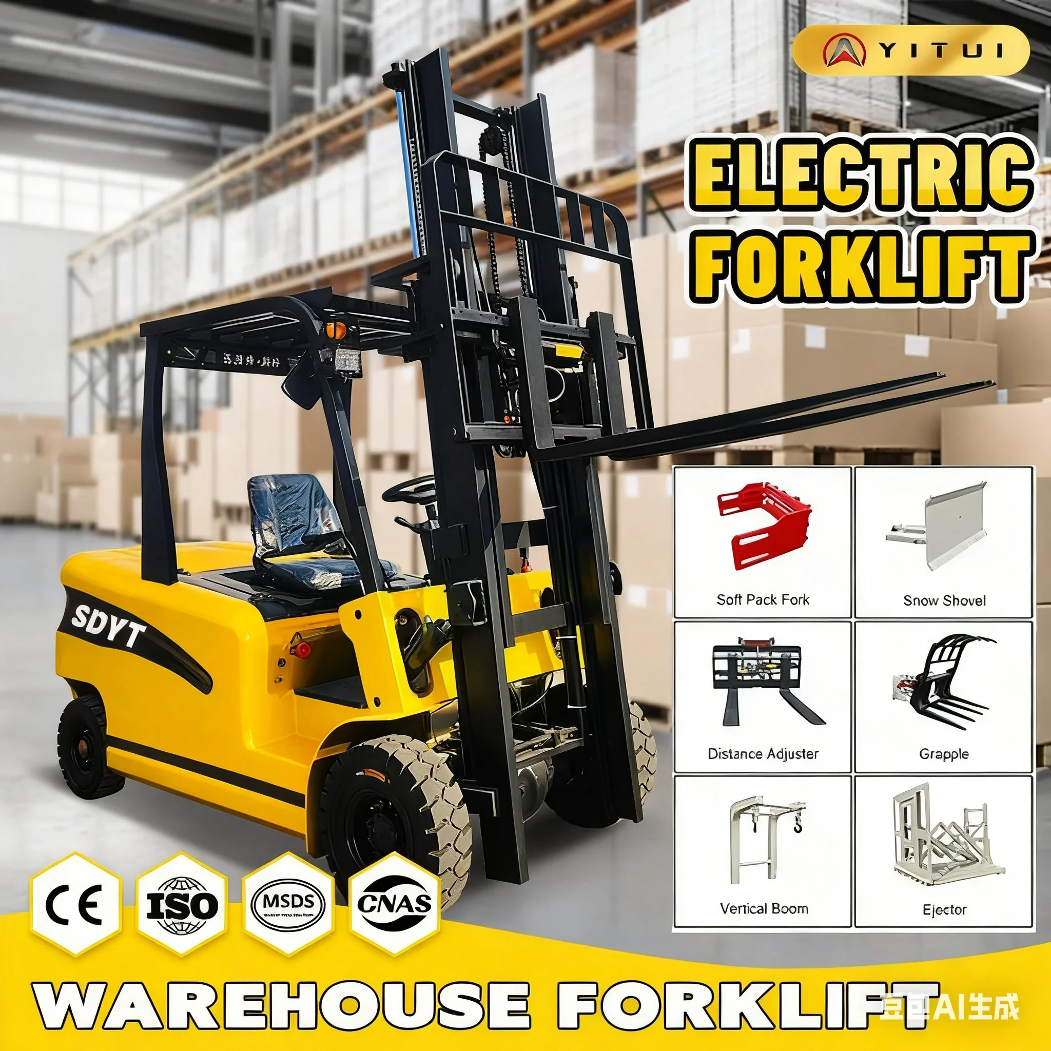 رافعة شوكية كهربائية مخصصة جديدة تمامًا 2.0 طن قابلة لإعادة الشحن ومعتمدة من CE للاستخدام المنزلي