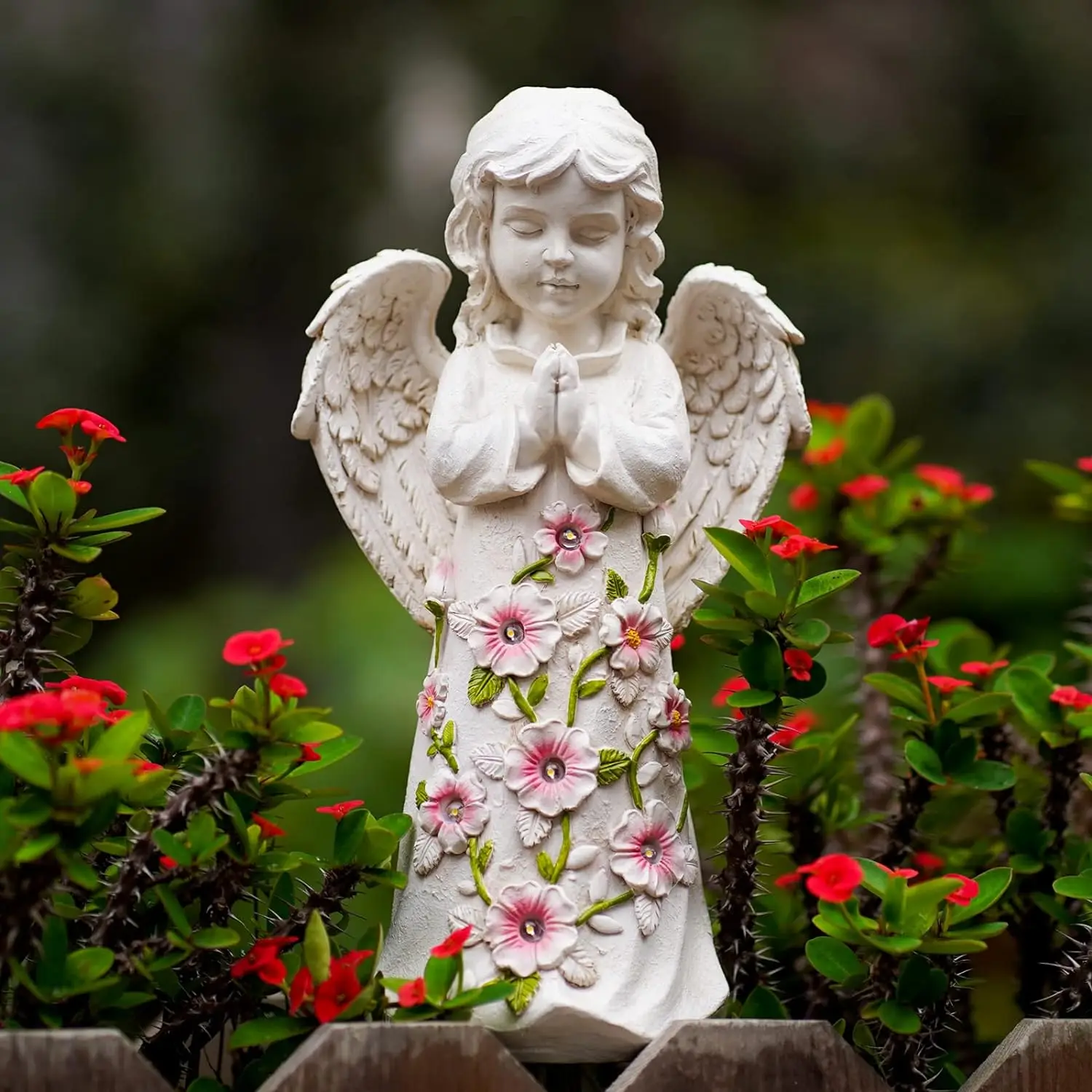 Solar Garden Outdoor Angel Statue, Angel Figurine for Patio, Balcony, Yard, Lawn, Spring Decor - Unique Housewarming Gifts