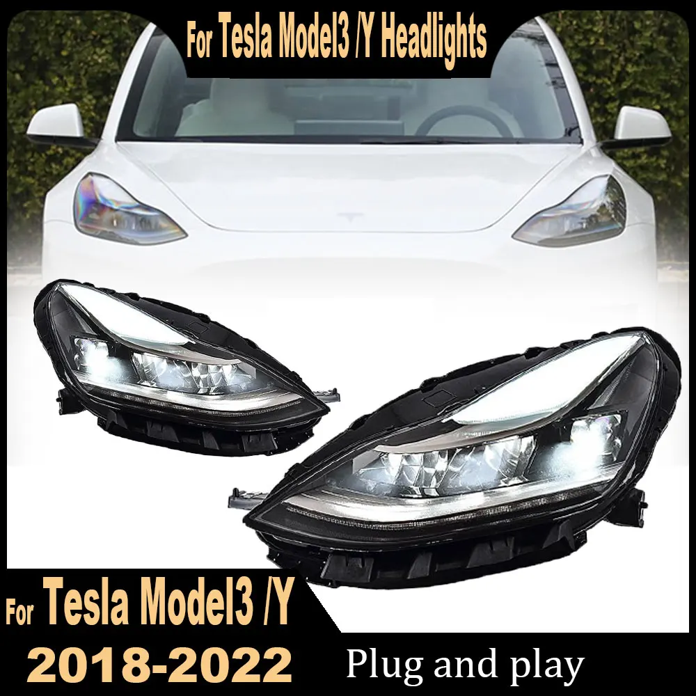 LED Headlight For Tesla Model 3 Model Y 2018-2022 LED Head Lamp Upgrade DRL Dynamic Signal Lamp Head Lamp Front light Assembly