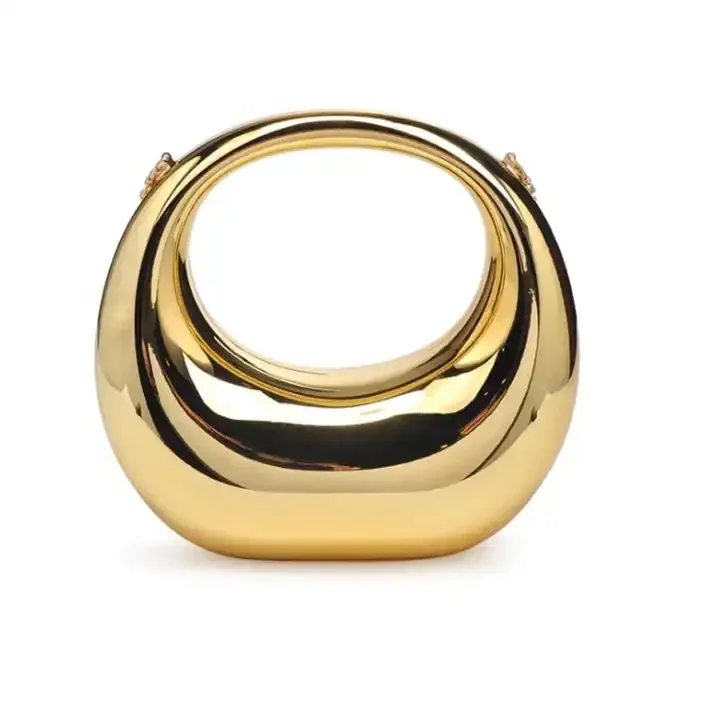 2024 Wholesale New Luxury Acrylic Gold Metallic Hobo Stylish Evening Clutch Bag Purse Elegant Oversized Purse For Women