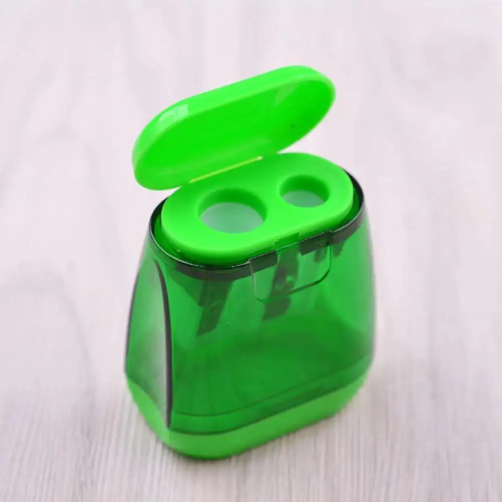 12Pcs Dual Hole Pencil Sharpeners Cute Design Carbon Steel Blades Splash-Proof Lid Container Pencil Sharpeners