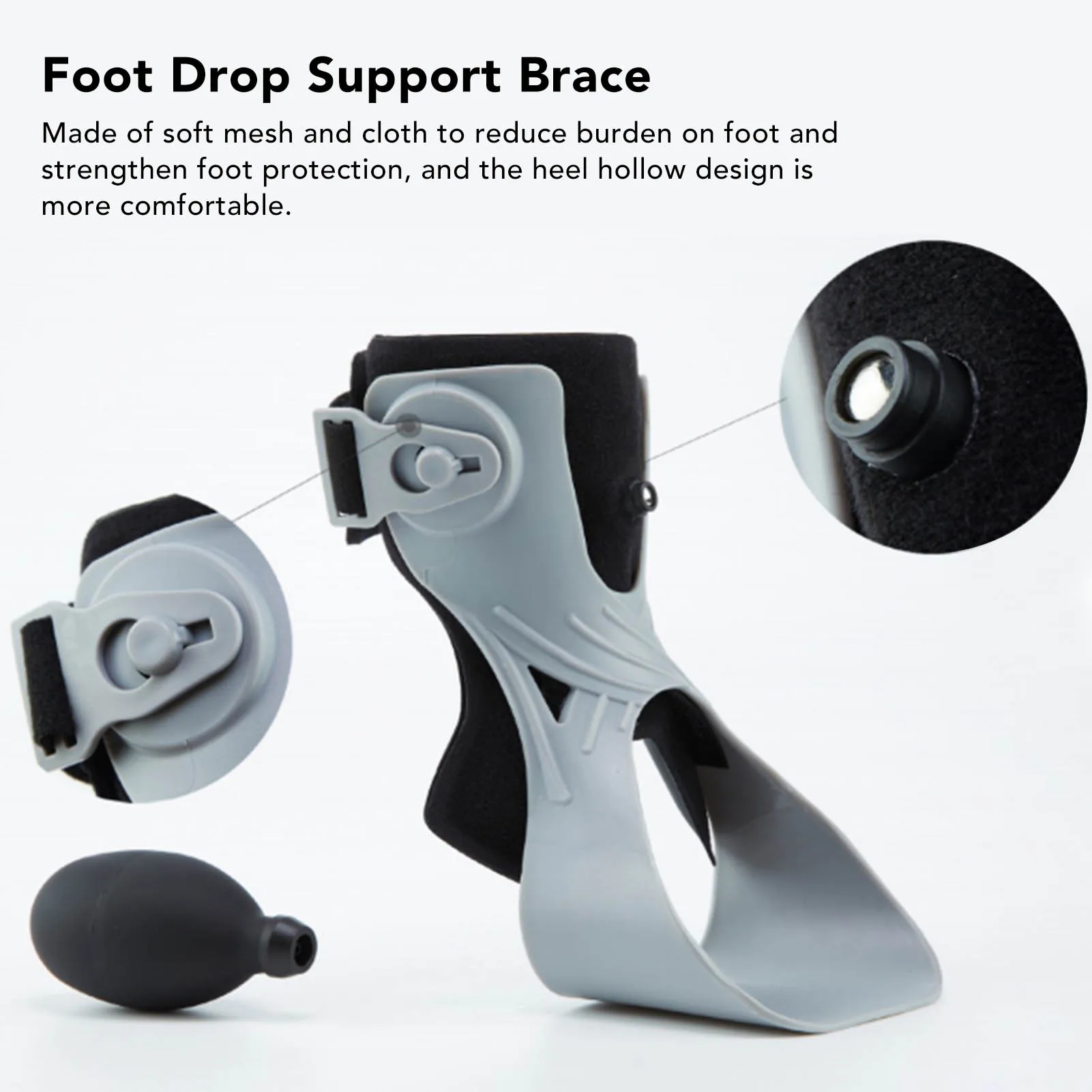 Foot Drop Brace Adjustable Buckle Soft Posture Correct Ankle Foot Orthosis for Hemiplegia