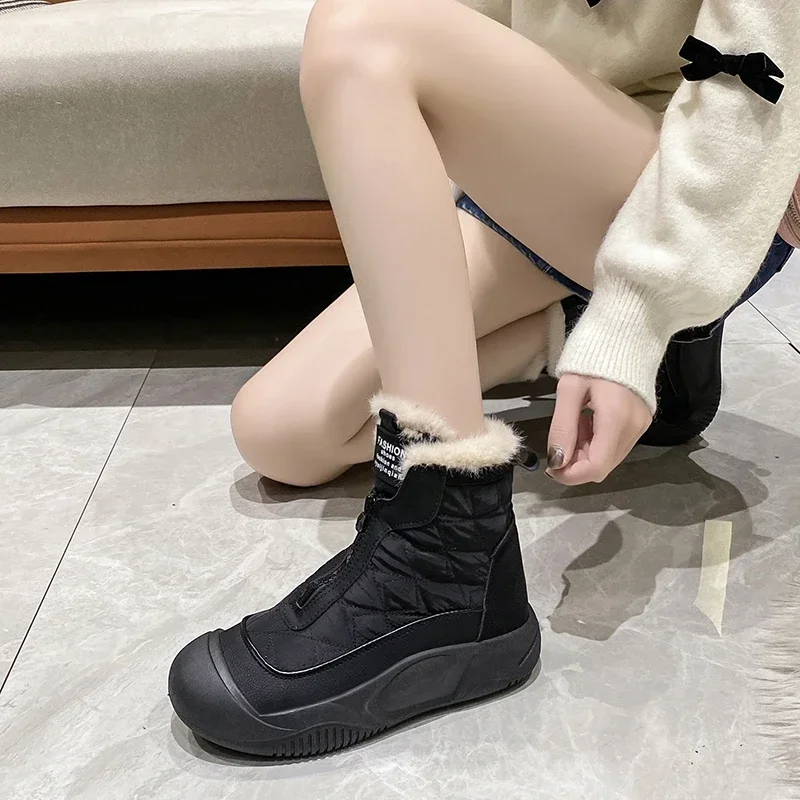 Boots Women Women\'s Sneakers Casual Soft Sole Shoes Waterproof Ankle Boots Plus Cotton Thickened Warm Flat Shoes Botas De Mujer