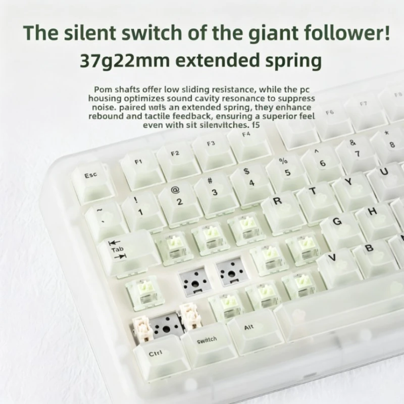 KiiBOOM Moss Switch Custom Mute Linear Switch Trigger Pressure 37gf Quick Rebound Smooth Typing Feel for Mechanical Keyboards