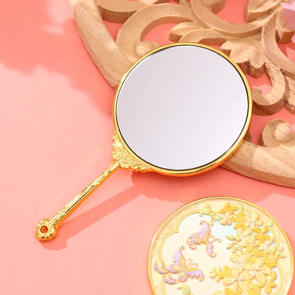 مرآة يد على الطراز الصيني الثقافي الإبداعي، مرآة قابلة للطي محمولة مذهبة بنمط كلاسيكي، هدية تذكارية للسفر