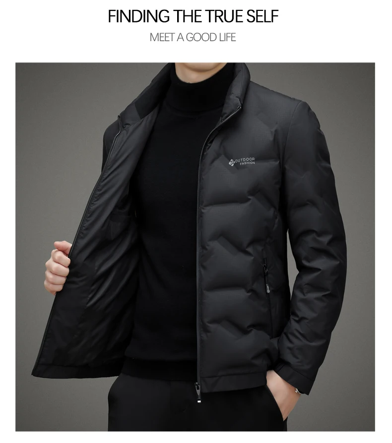 2025 Autumn Winter Casual Men's Lightweight Duck Down Jackets Outwear Windproof Warm Slim Fit Puffer Coats Zipper Tops Clothing