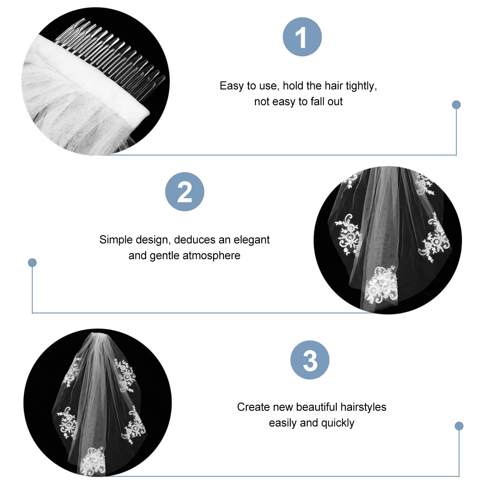 

Bridal Veil 1 Tier Wedding Veil Stylish Floral Design Easy to Attach Unforgettable Wedding Memory Bridal Headpieces for Brides