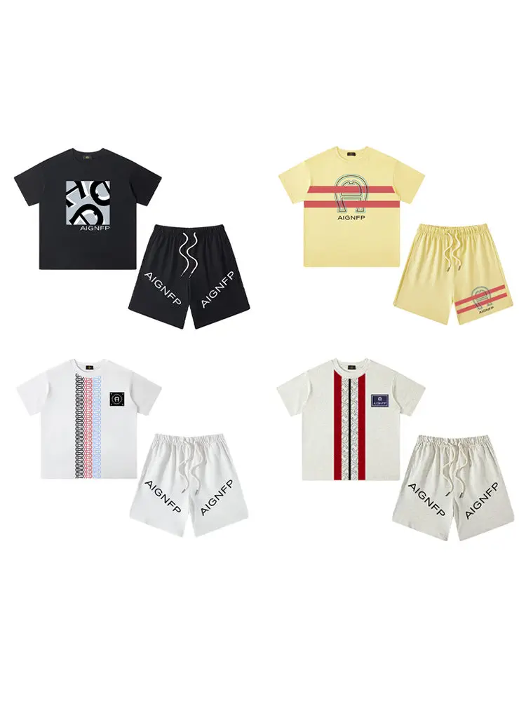high-end Boys Clothes Summer T-shirt Sets Fashion Letter Print Tops %100 Cotton children's clothing Short sleeve Shorts Suit