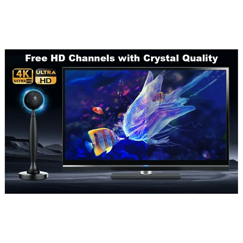 Stabilna i wszechstronna antena cyfrowa do telewizji, 4K/1080P HD, do użytku wewnątrz i na zewnątrz, wielokierunkowa z wzmacniaczem, zasięg do 120 km.