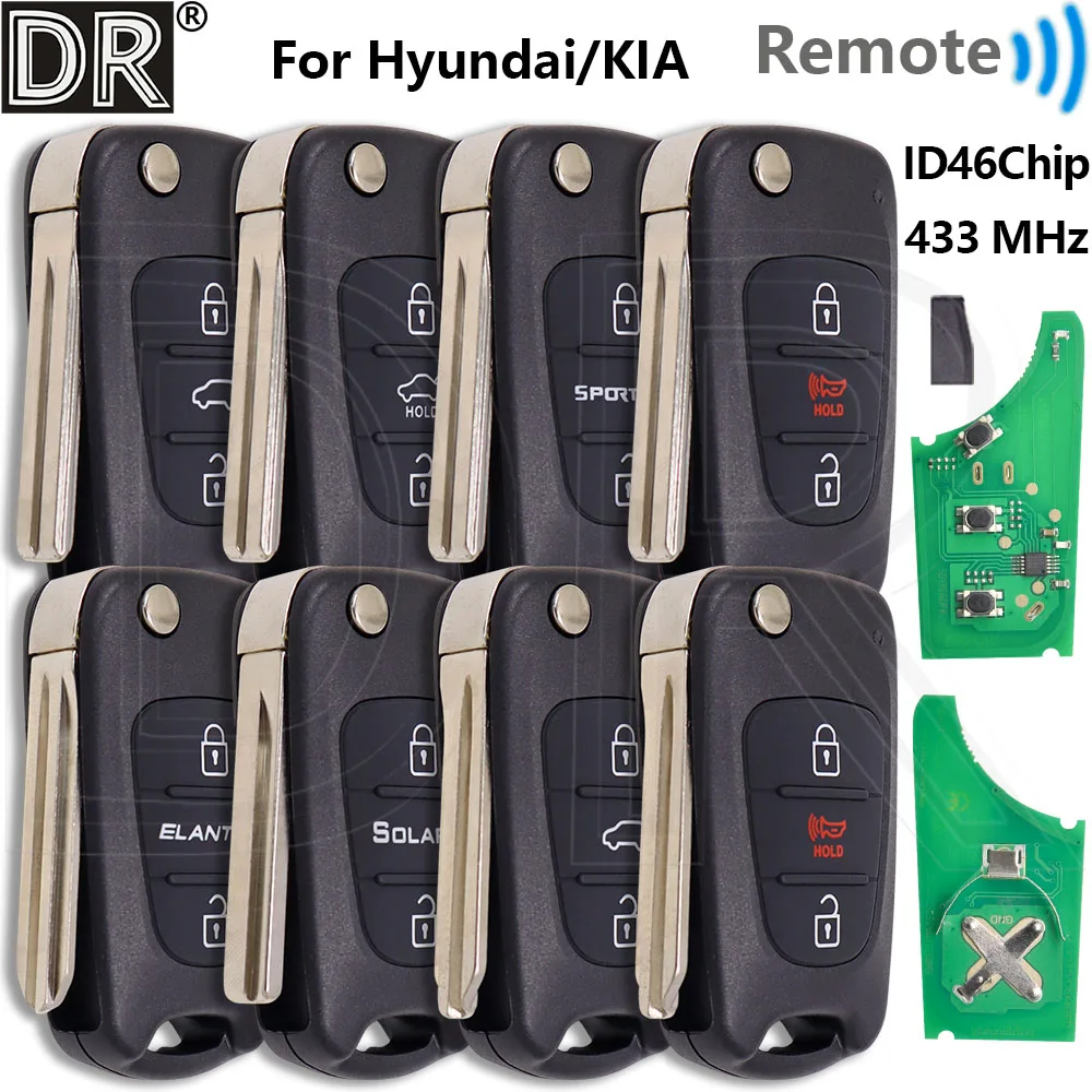 Gran Chip ID46 433 FSK llave remota de coche para Hyundai Elantra Solaris Verna Accent I20 I30 Ix35 KIA Soul Rio Sportage K2 K3 K5