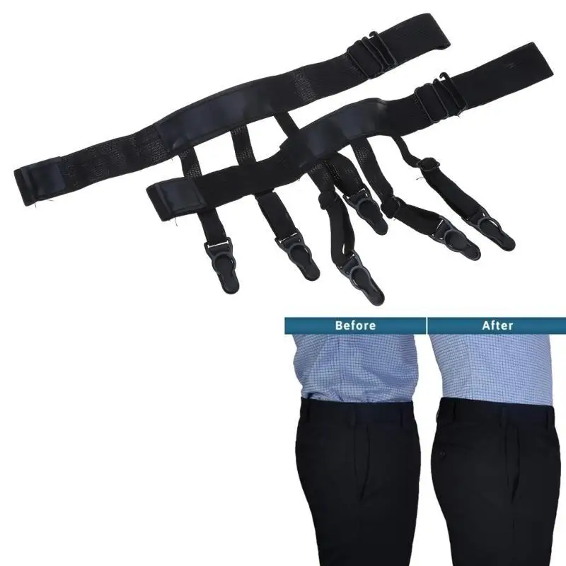 

652F 1 Pair Men Shirt Stay Belt with Non-slip Locking Clips Adjustable Lock Shirts Tuckers Leg Thigh Suspender Garters Strap