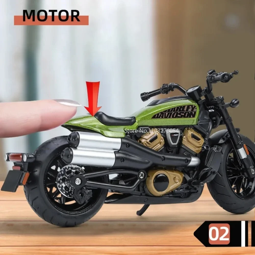 Alloy Motorbike Model Toys for Kids, Diecast Metal, Sound and Light, Heavy Motorcycle Series, Presentes de Natal, Simulação 1:12