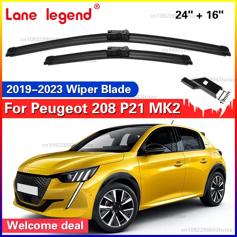 

Car Wiper LHD Front Wiper Blades For Peugeot 208 P21 MK2 2019 - 2023 Windshield Windscreen Window Car Rain Brushes 24''+16''