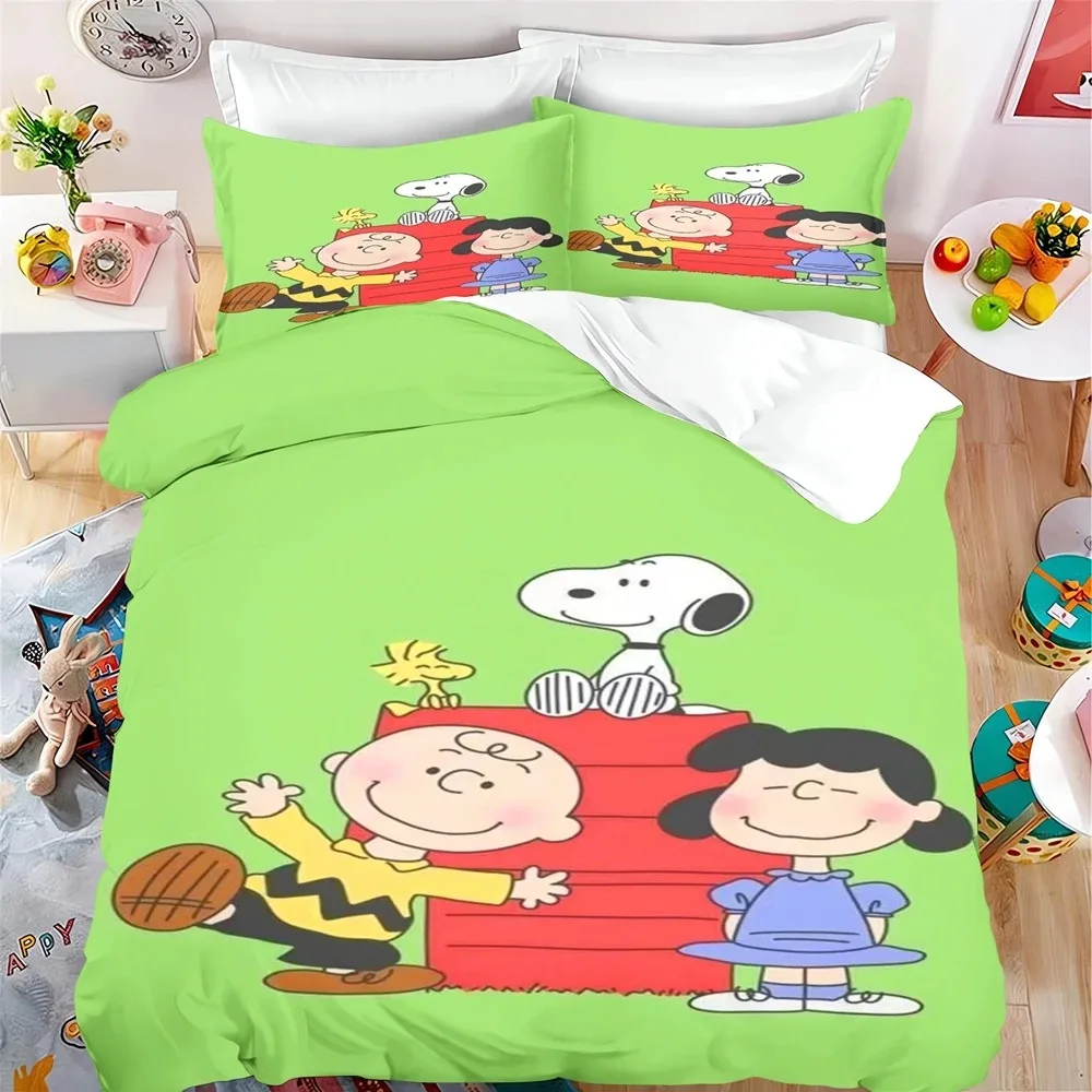 Snoopy Bedding Sets Universal Comforter Cover Bed Cover Duvet Cover Pillow Case 2-3 Pieces Sets Kids Adult Size Home Decor